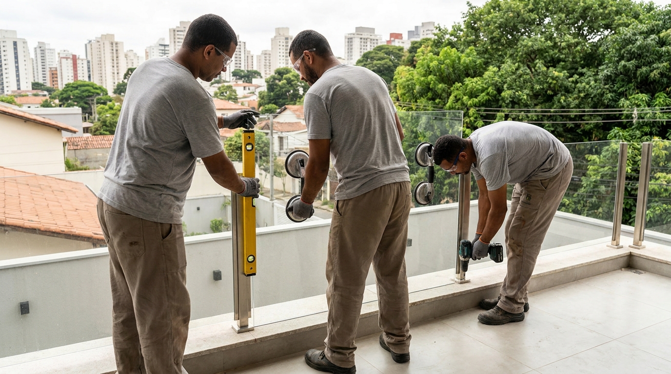 Guarda corpo de vidro finalizado em Maceió-AL